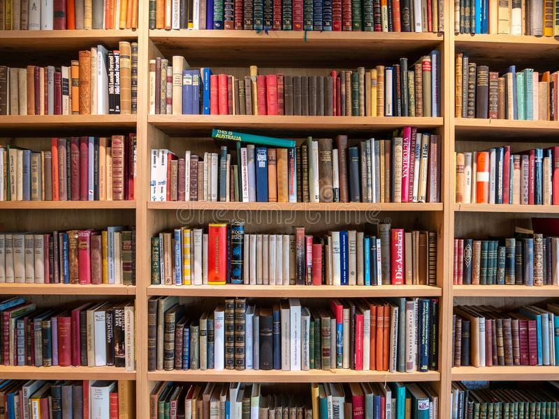 books on a high shelf 