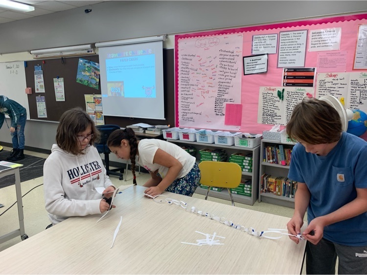 students making a paper chain