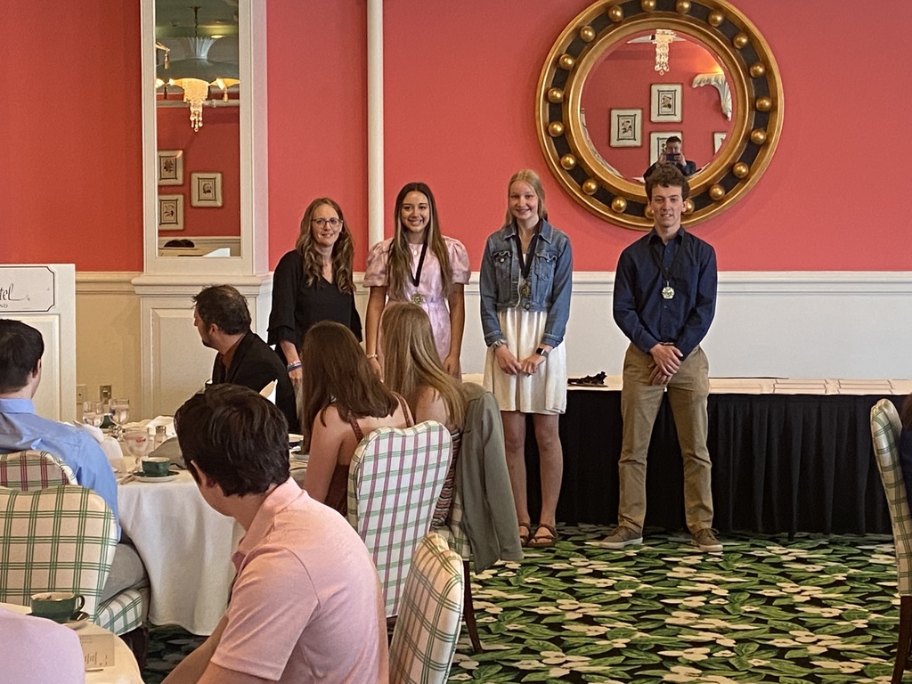 Picture of students at the Grand Hotel where banquet was held