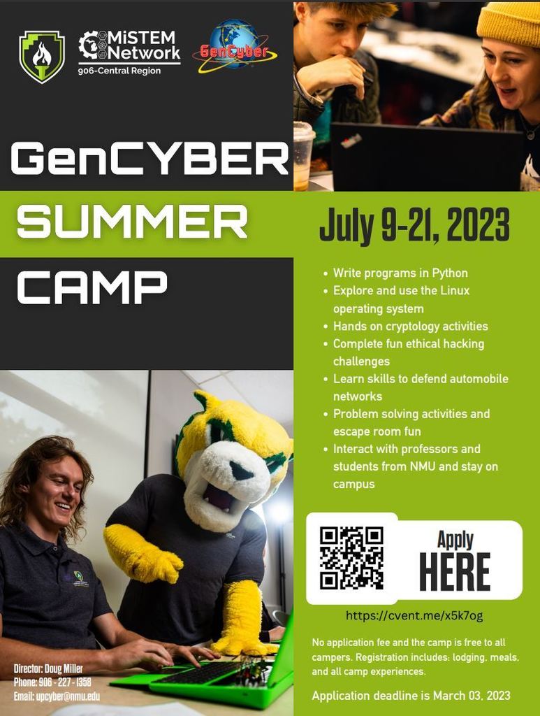 GenCyber summer camp flyer. July 9-21, 2023 